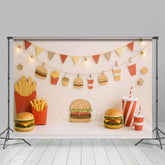 Aperturee - Aperturee Hamburger And French Fries Cute Cake Smash Backdrop
